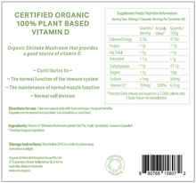Load image into Gallery viewer, VITAMIN D &lt;br /&gt;Certified Organic &lt;br /&gt;100% Plant based&lt;br /&gt;60 capsules